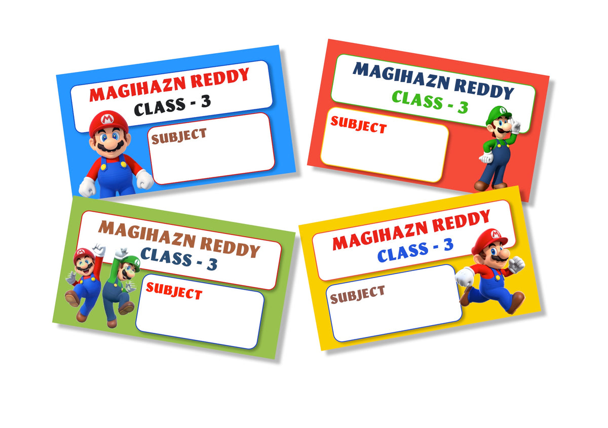 Personalised School Book Labels - Mario