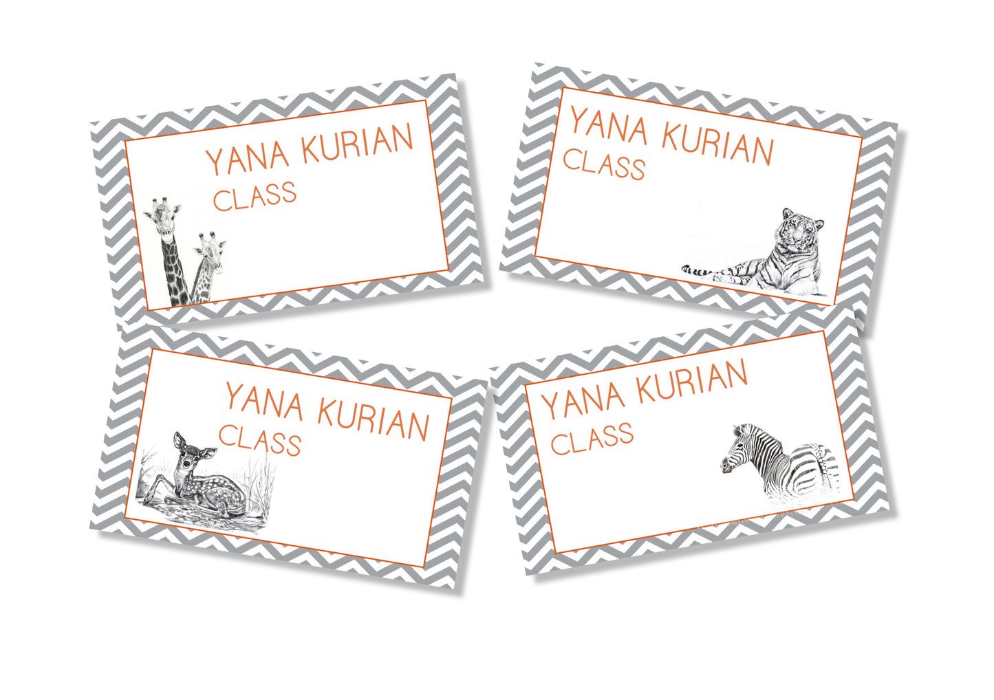 Personalised School Book Labels - Animal Art