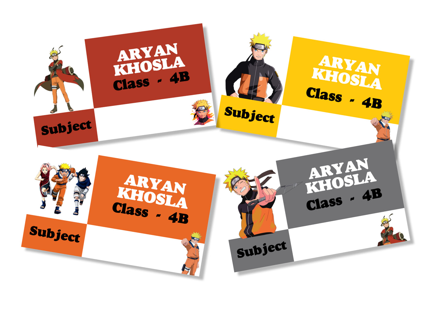 Personalised School Book Labels - Naruto