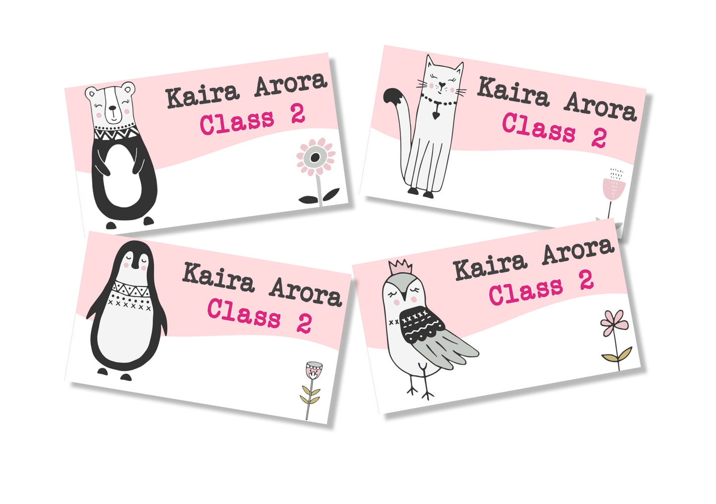 Personalised School Book Labels - Pretty Pink