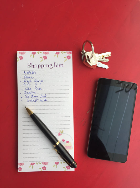 Floral white pink pastel coloured shopping list pad