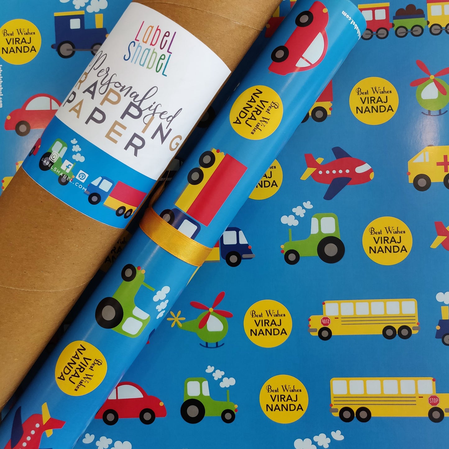 Personalised Wrapping Paper - Traffic Blues