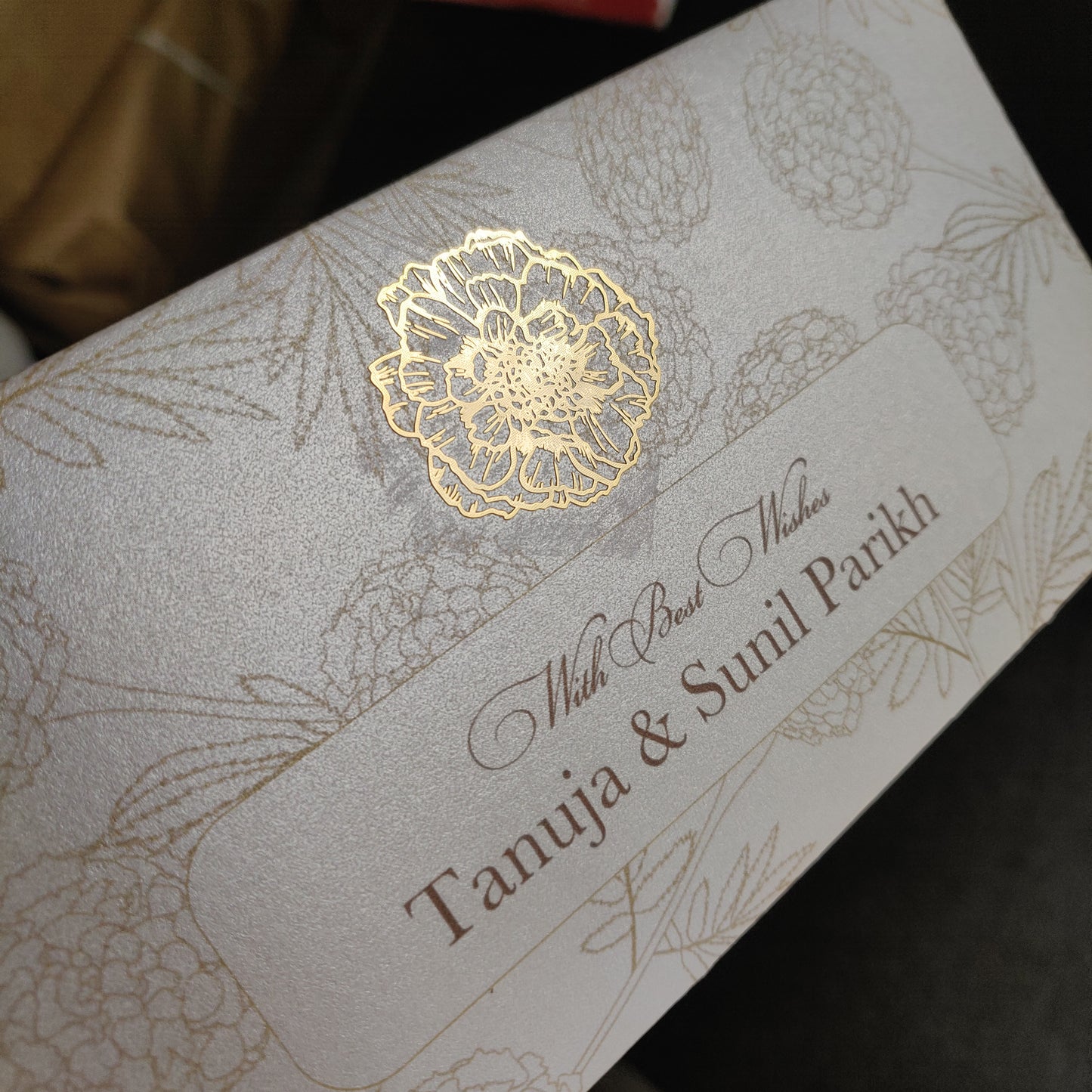 cream and gold personalised money envelopes label shabel