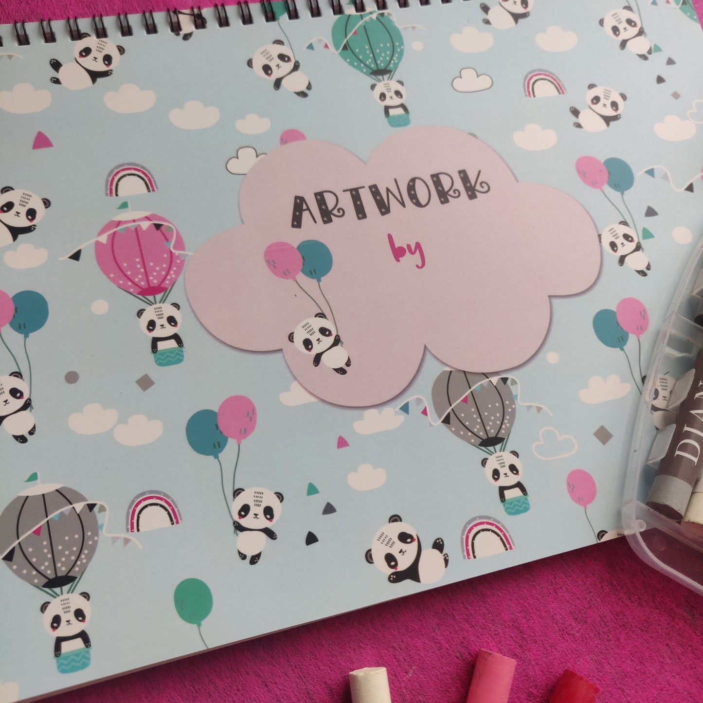 Personalised Drawing Set - Panda Blue