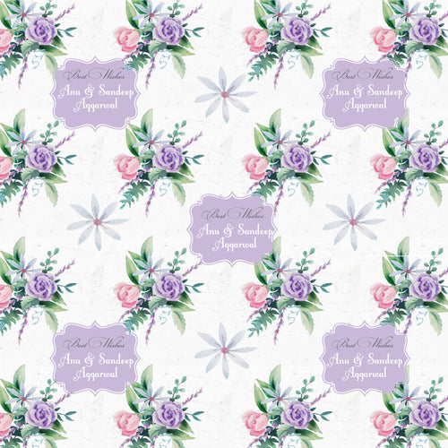 personalised floral wrapping paper label shabel