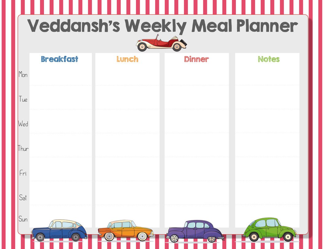 Magnetic Meal Planner - Retro Car