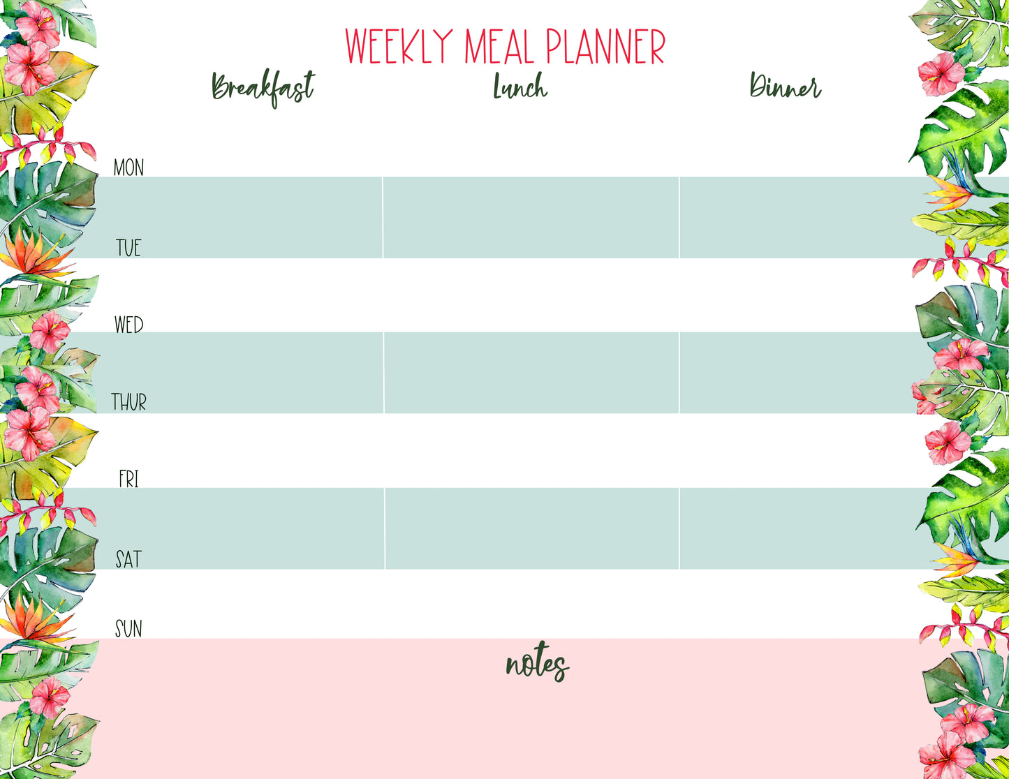 Weekly Meal Planner - Tropical