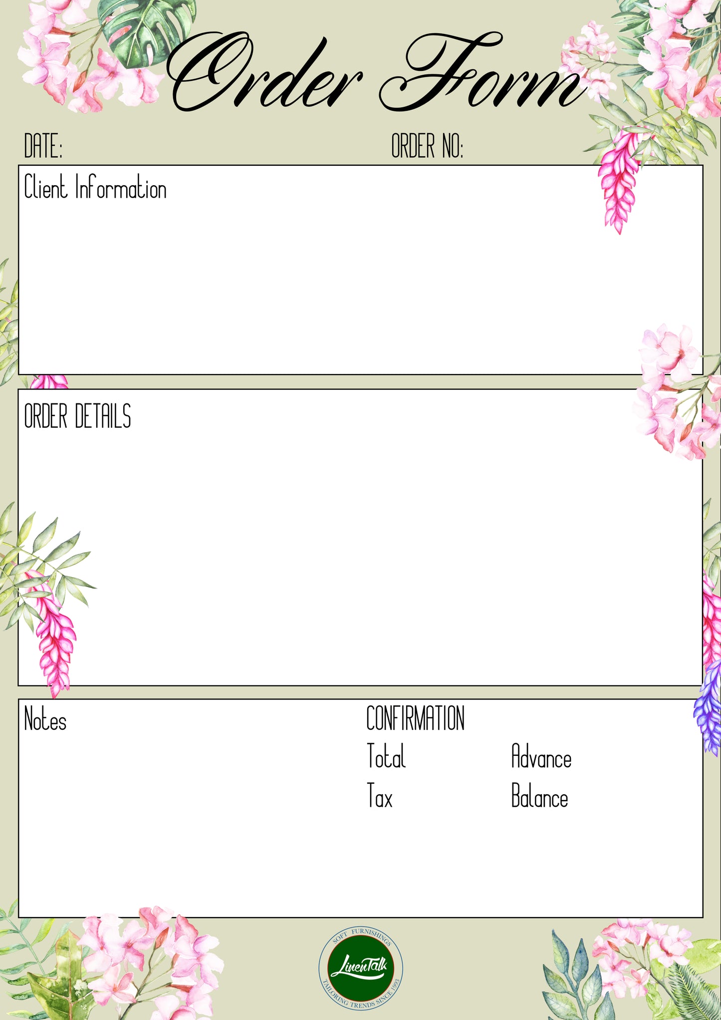 Customised Order Forms