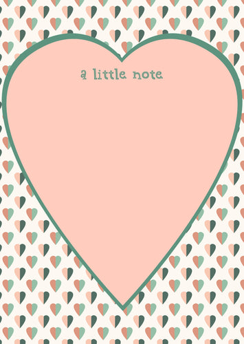 peach heart note pad with a little note message