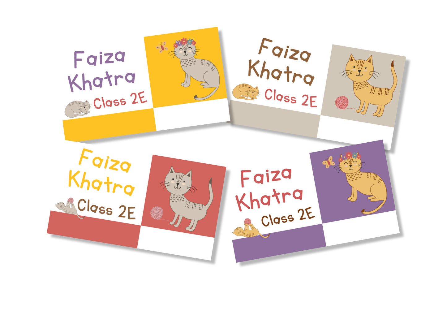 Personalised School Book Labels - Kitty Love