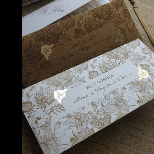 Money envelopes with gold highlights