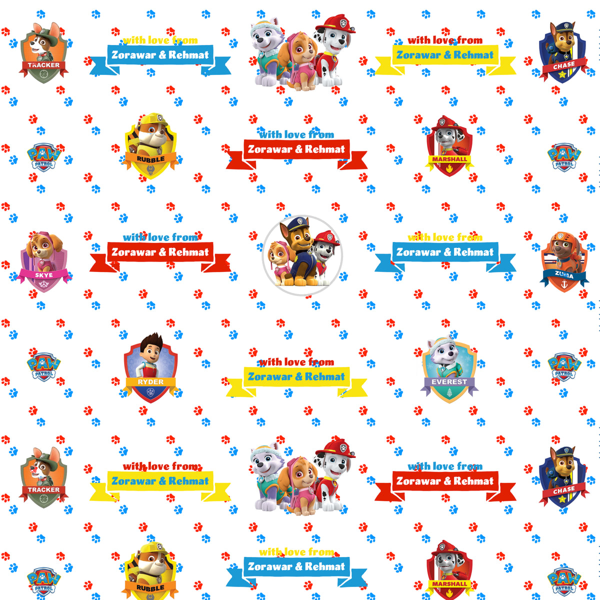 Personalised Wrapping Papers Paw Patrol / Label Shabel Labelshabel