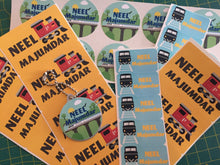 waterproof name labels for kids in train engines designs