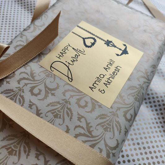 Personalised Diwali gift labels with diyas - order early for the festive season