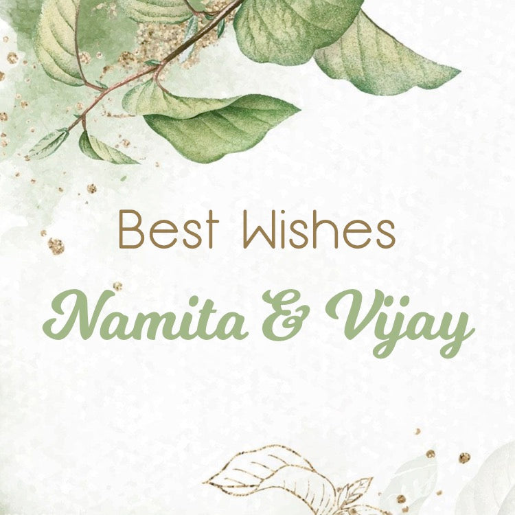 Gift label with leaves in top left corner and name in the centre
