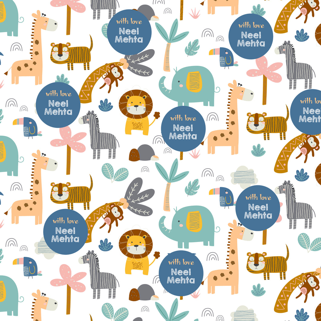 Animal jungle personalised Wrapping paper