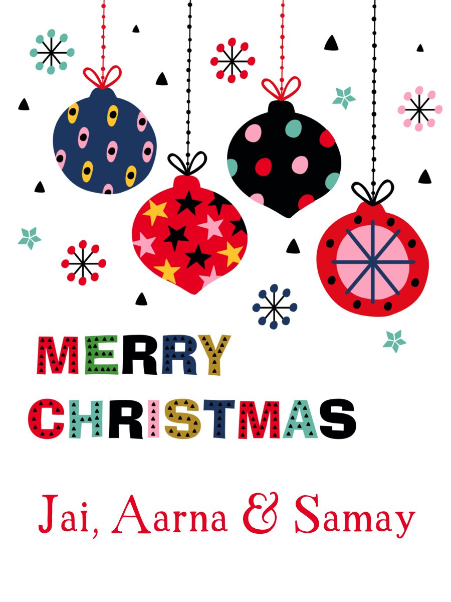 Personalised Christmas gift tags with 'Merry Christmas' text and decorative elements such as snowflakes, ornaments, and gift ribbons.