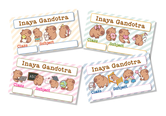 Personalised School Book Labels - Capybara