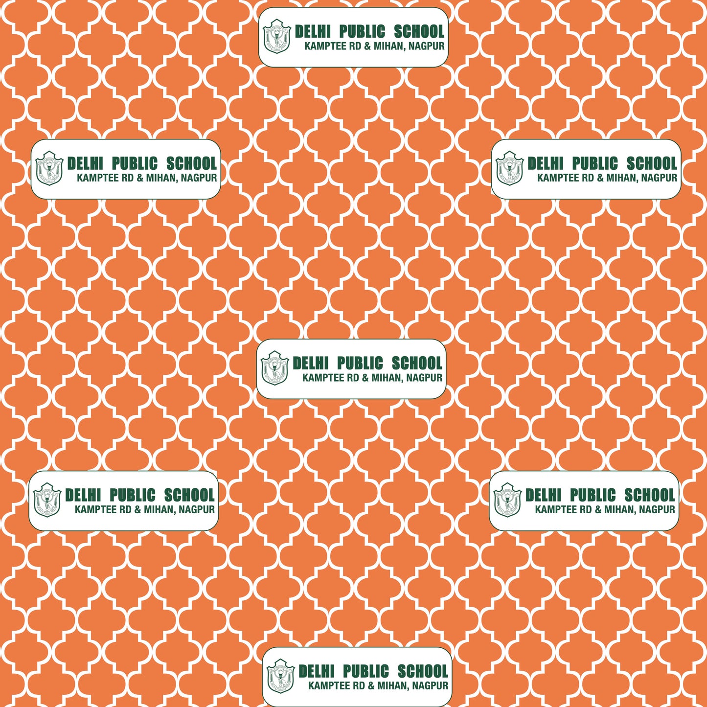 wrapping paper in orange design with DPS logo