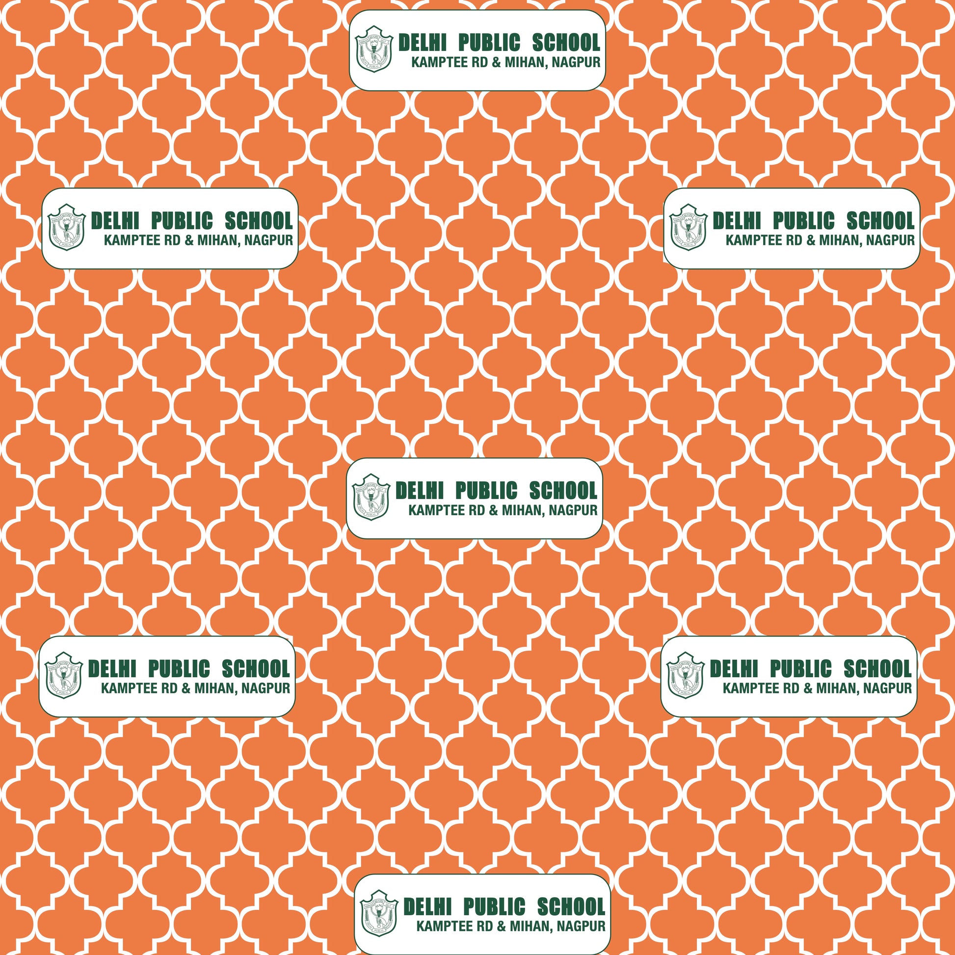 wrapping paper in orange design with DPS logo