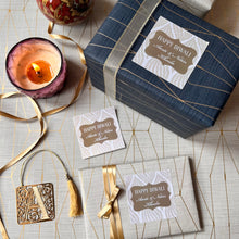 Beige and white diwali greeting gift label personalised