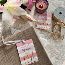 pink Striped ribbon tags with diwali wishes