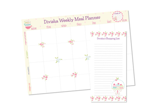 weekly meal planner note pad with a matching shopping list pad