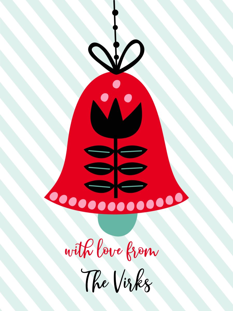 Ribbon tags with 'Holiday Bells' design