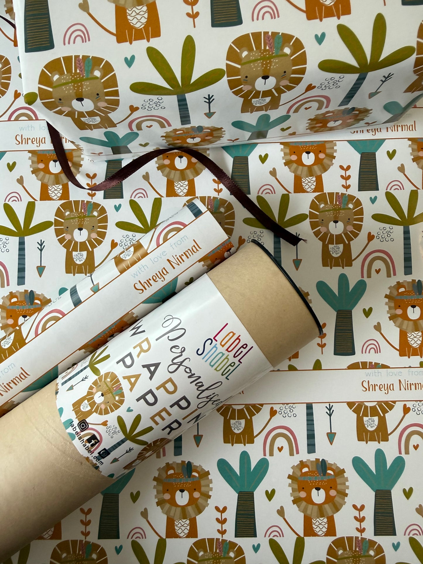 wrapping paper with lion design