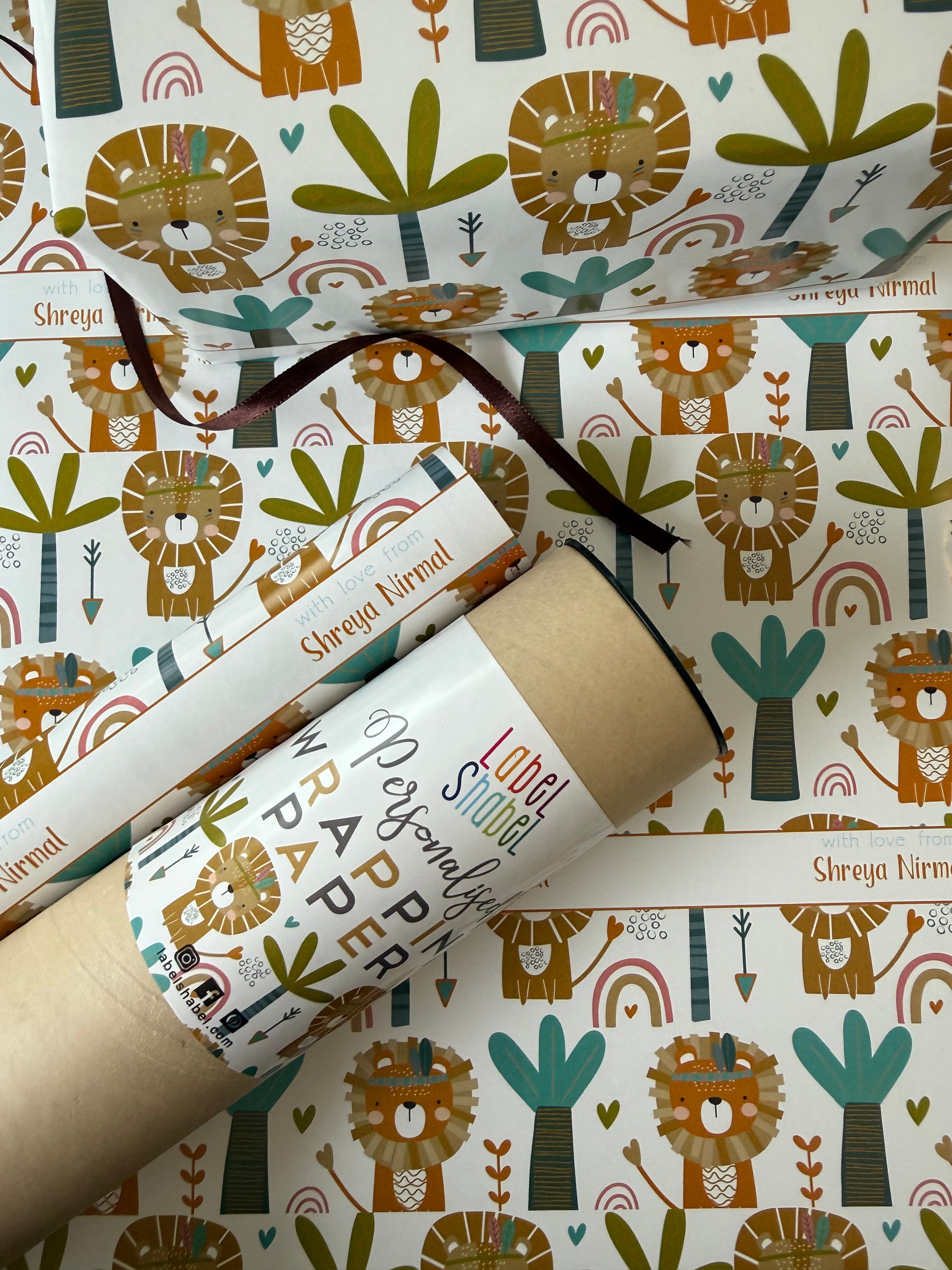 wrapping paper with lion design