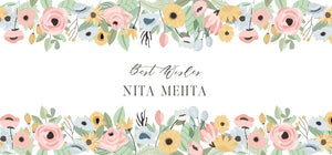 Design of front of envelope featuring flowers