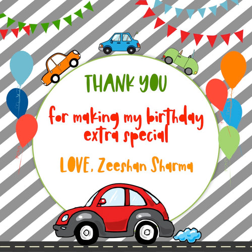 Thank You Label - Retro Car