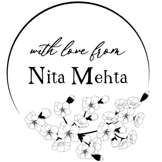 A digital image of a gift label with a circular text placeholder surrounded by a floral pattern.