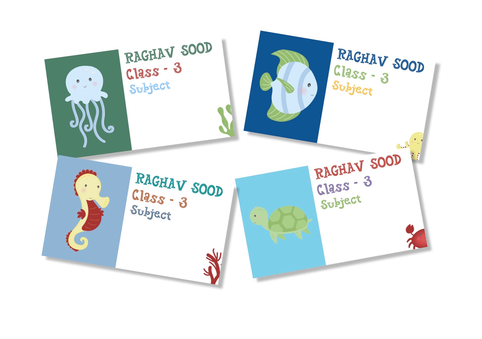 Personalised School Book Labels - Sea Buddies