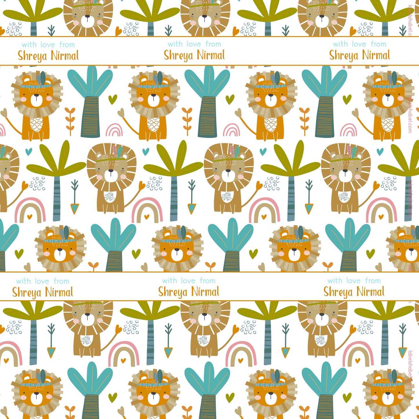 Wrapping paper with lions personalised 