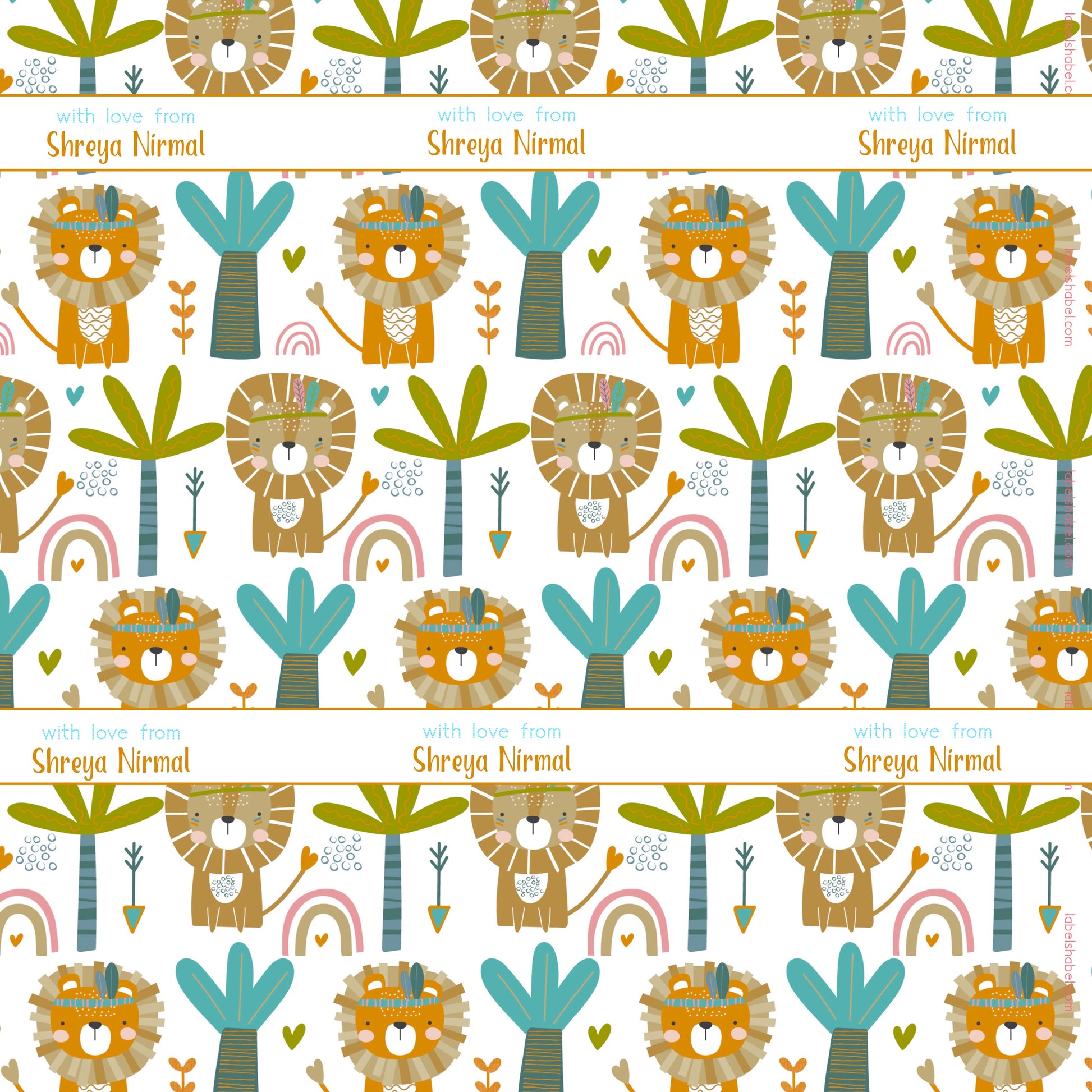 Wrapping paper with lions personalised 