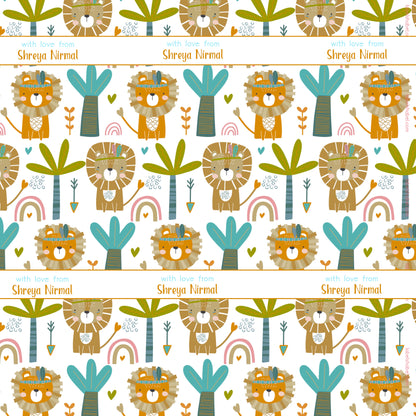 Wrapping paper with lions personalised 