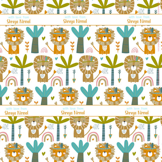 Wrapping paper with lions personalised 