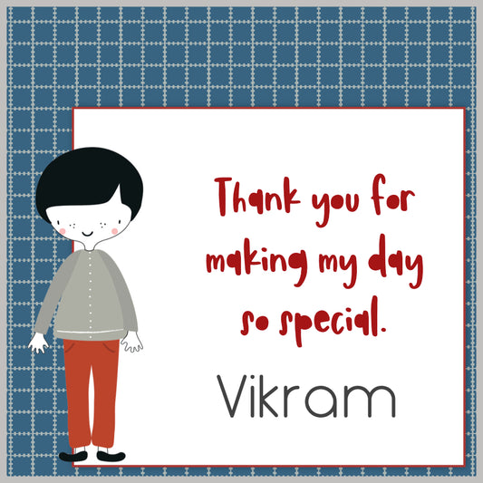 Thank You Label - Chequered