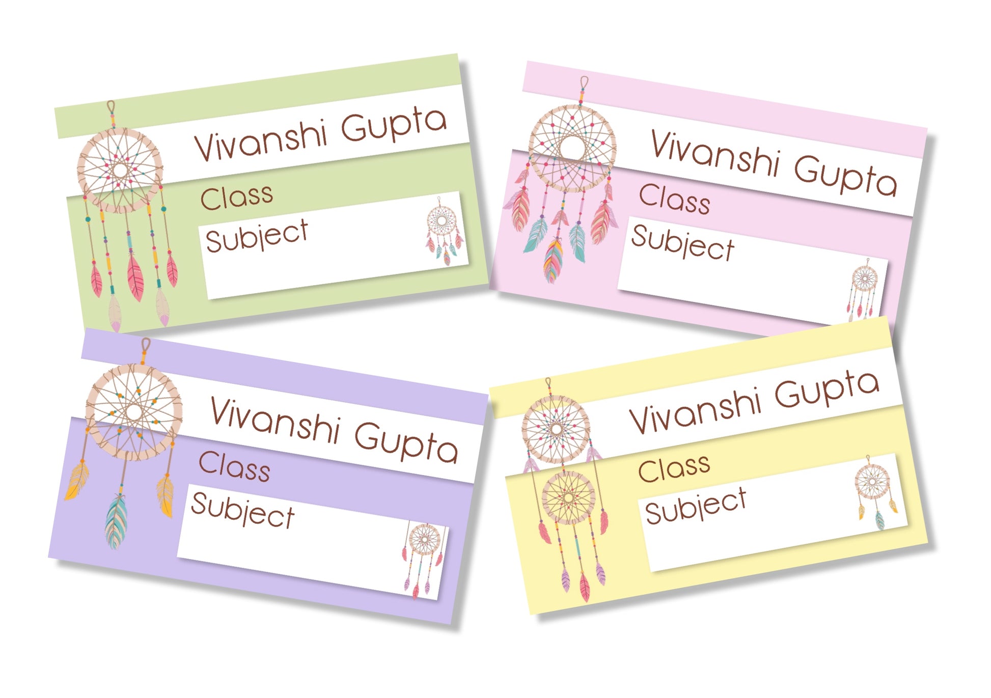Personalised School Book Labels - Dream Catcher