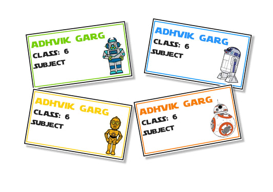 Personalised School Book Labels - Droid