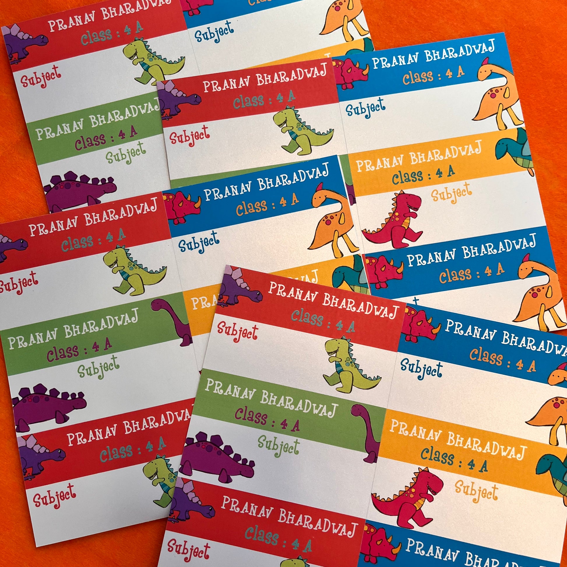Personalised School Book Labels - Dinosaur
