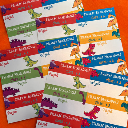 Personalised School Book Labels - Dinosaur