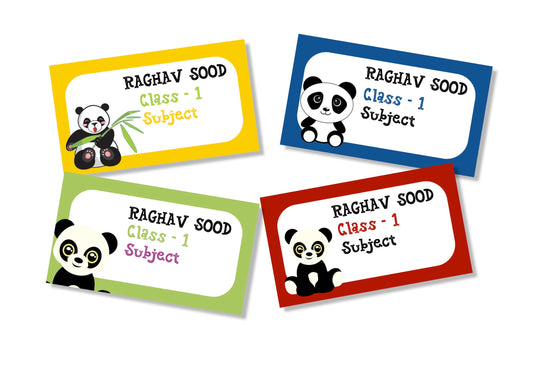 Personalised School Book Labels - Panda