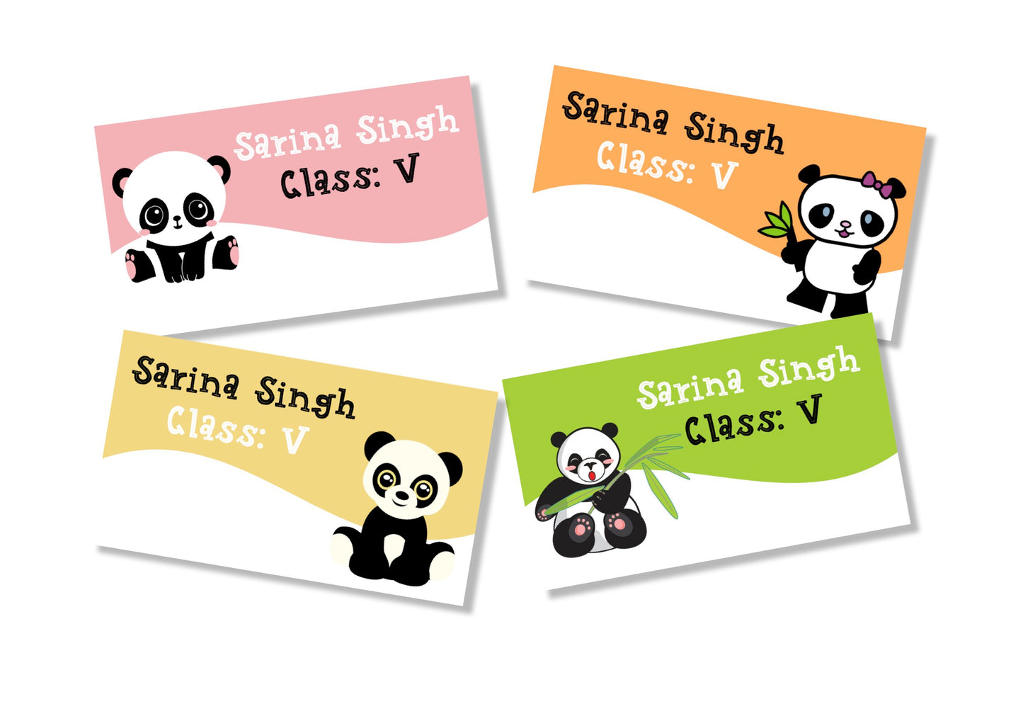 Personalised School Book Labels - Panda