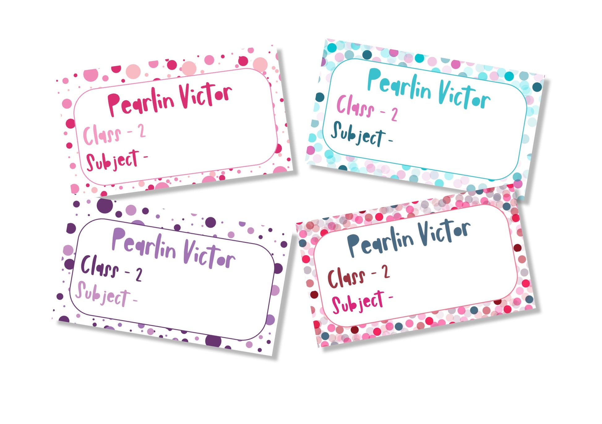 Personalised School Book Labels - Polka Party