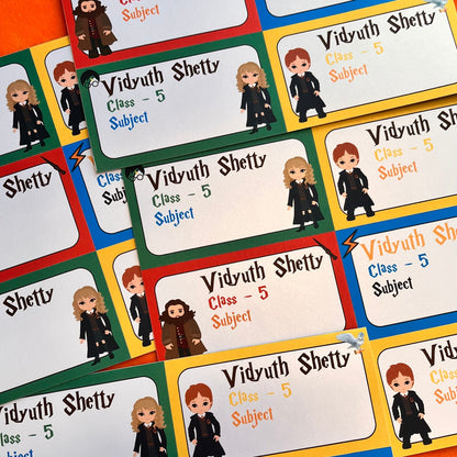 personalised harry potter theme book labels for school .