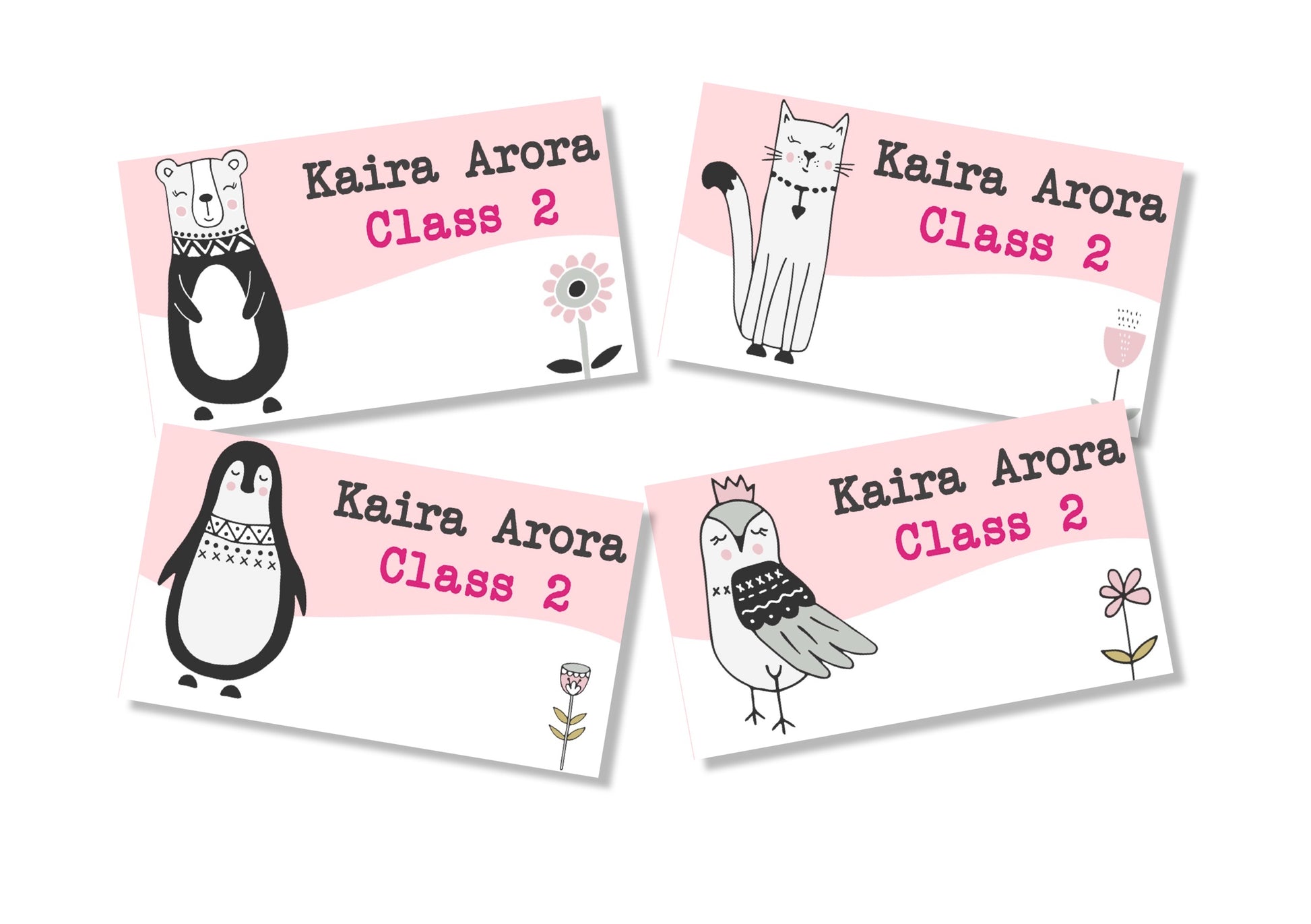 Personalised School Book Labels - Pretty Pink