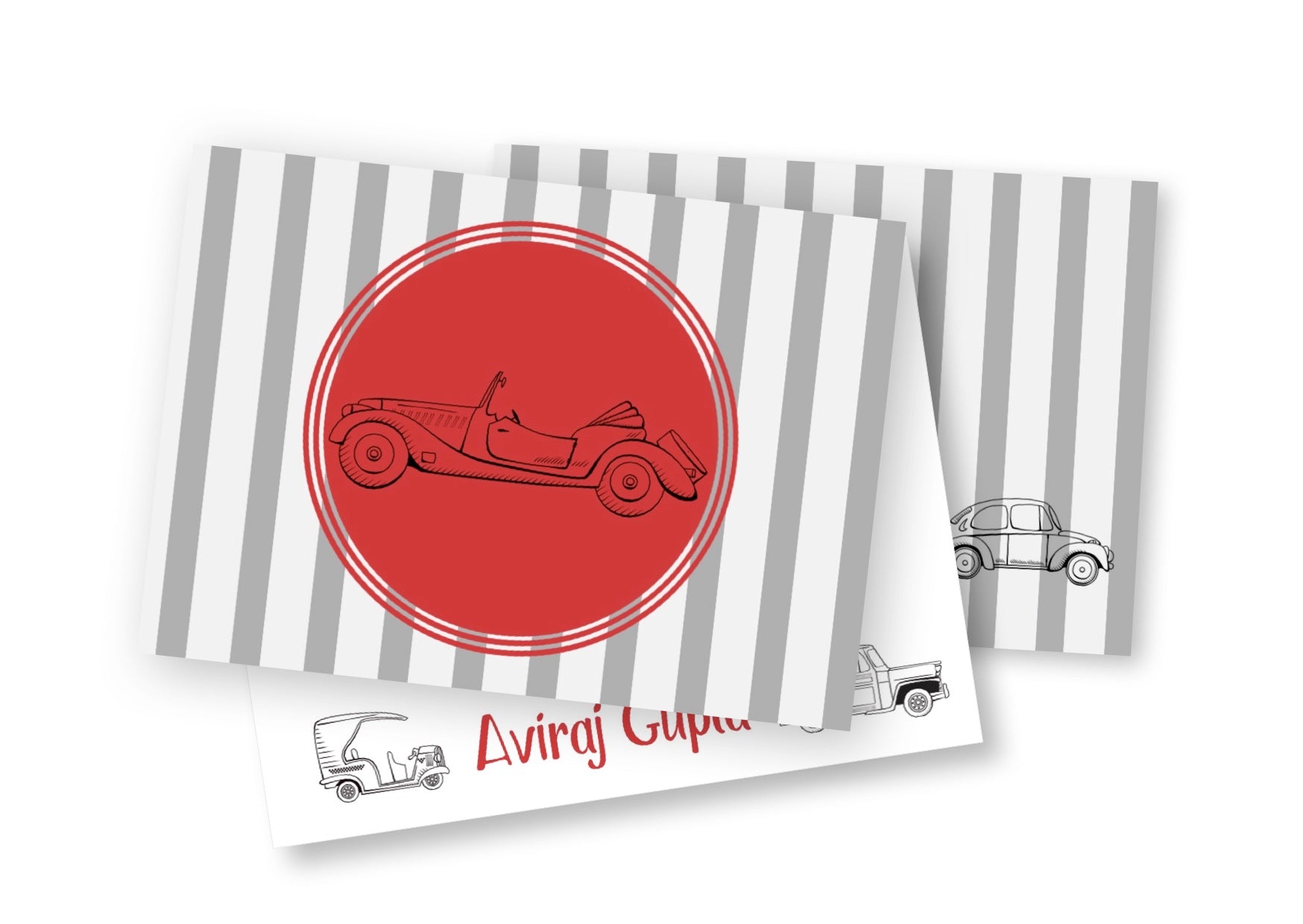 Personalised Folded Card - Retro Car