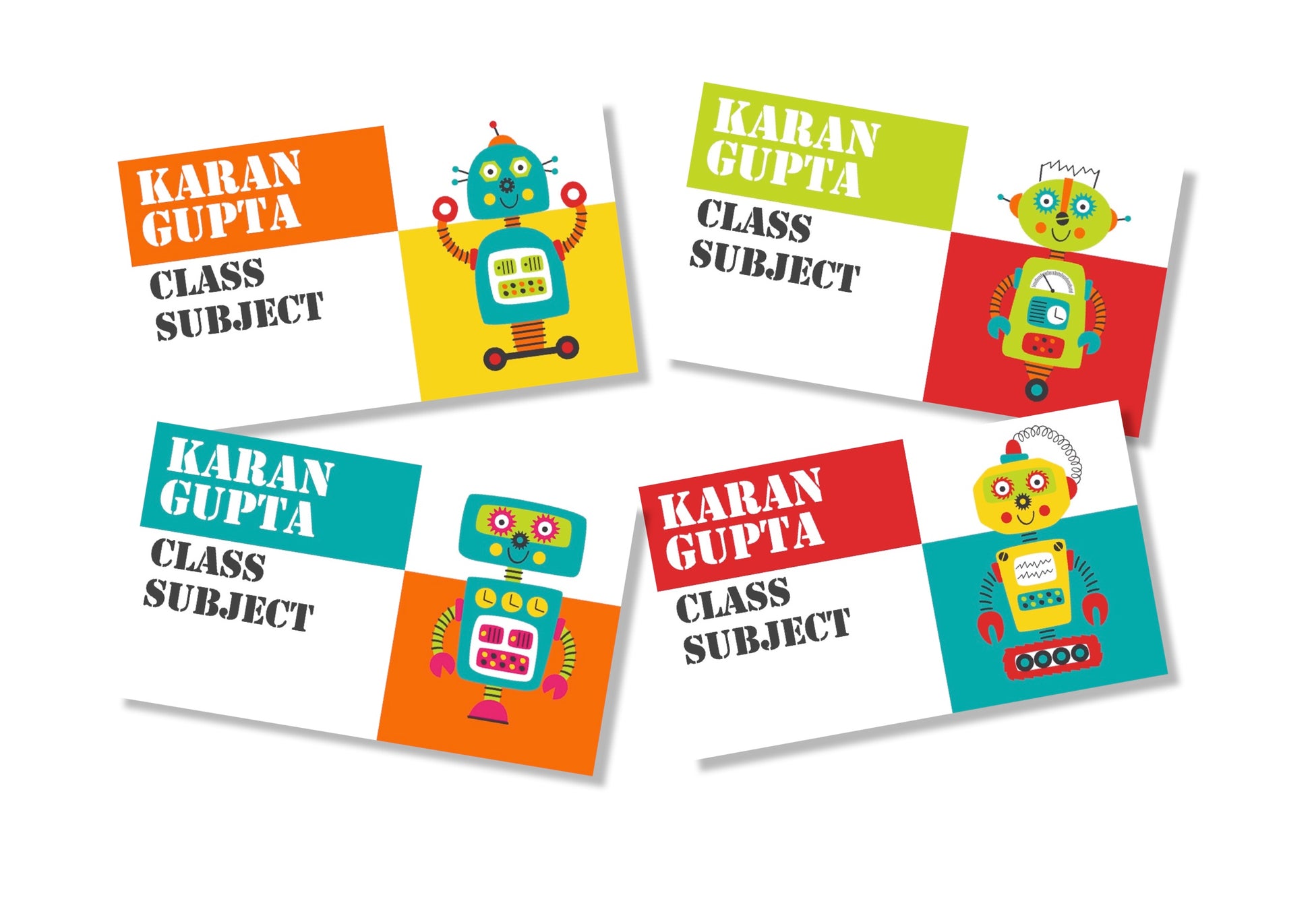 Personalised School Book Labels - Robotic